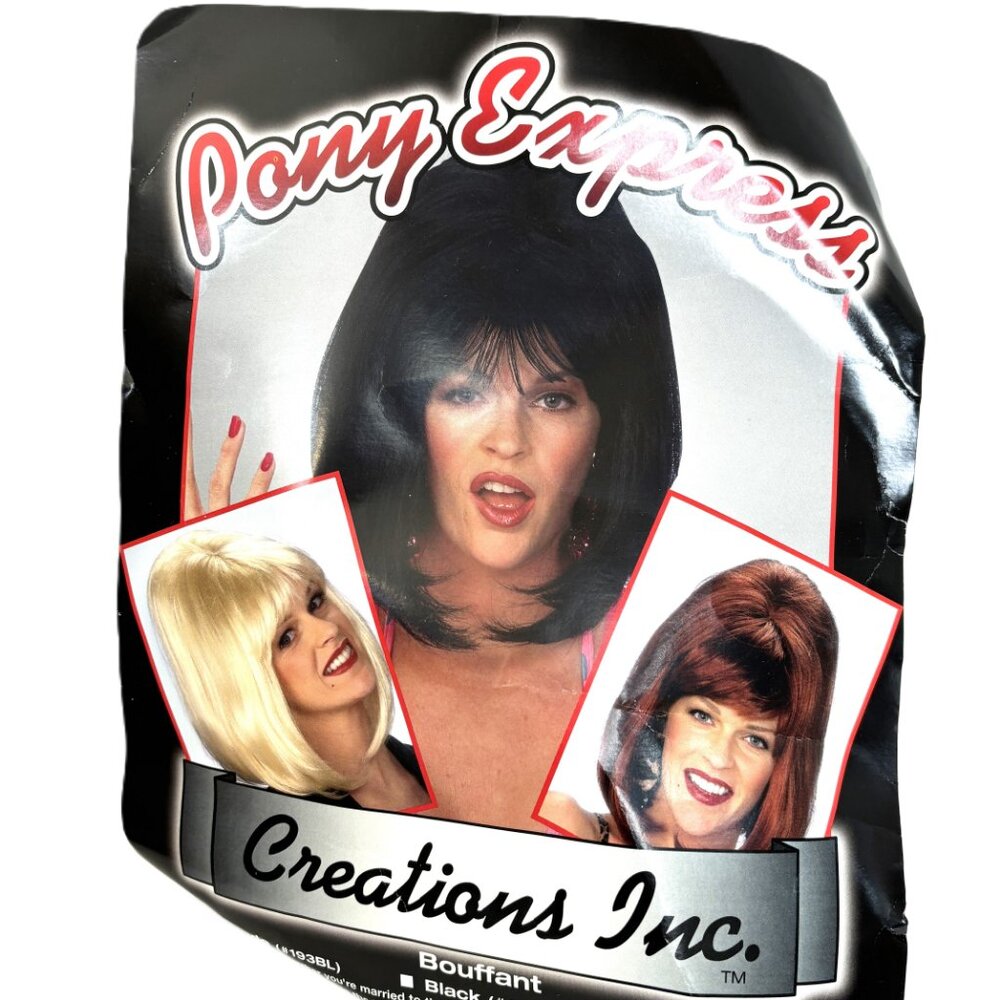 Pony Express Black 50’s – 60’s  – 70’s Style  Bouffant  Wig NWT NOS